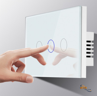 Công tắc Wifi cảm ứng chạm 3 nút chữ nhật (Màu Trắng - Màu Đen)