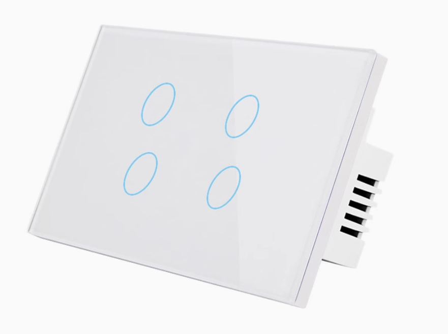Công tắc Wifi cảm ứng chạm 4 nút chữ nhật (Màu Trắng - Màu Đen)